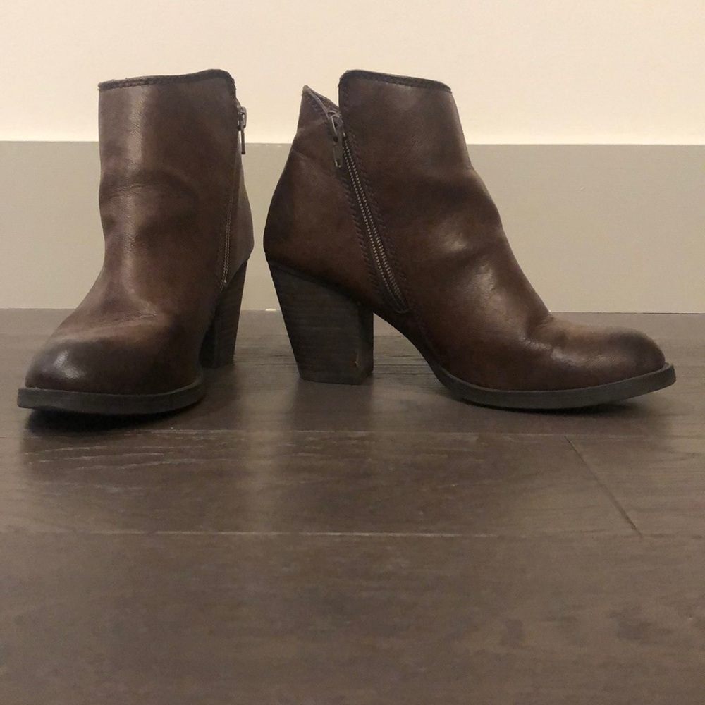Brown vegan leather boots